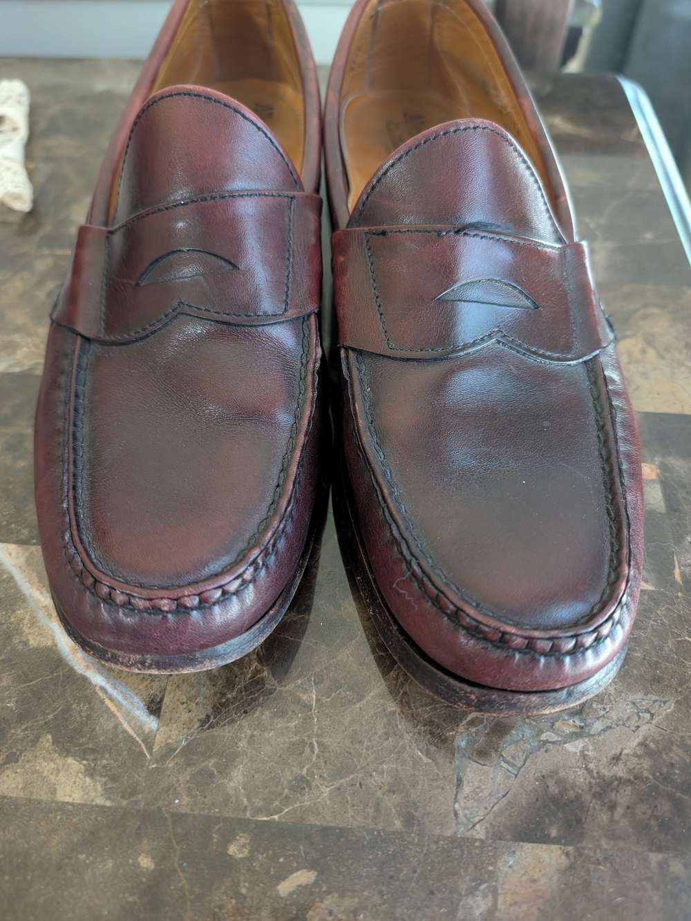 💲Vintage Original Allen Edmonds Men's 10C Burgundy Leather Penny Loafers